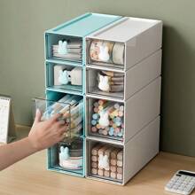 PP White Drawer Desktop Storage Box Simple Storage Box, Makeup Organiser,Drawer Organiser,Transparent Pen And Cosmetics Storage Box, Minimalist Multi -Compartment Desktop Accessories Storage Box, Stationery Plastic Monochrome Storage Box, Can Be Stacked For Student Dormitory