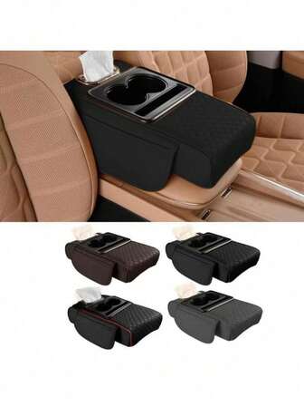 1 cuscino bracciolo per console centrale portatile in pelle PU, rialzo per bracciolo, organizzatore multifunzionale con vano portaoggetti, accessorio per auto, idea regalo per donne e studenti