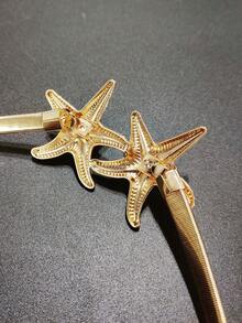 1 件女式海星扣金属弹力腰链，百搭装饰腰带，适合连衣裙、夹克、裤子，适合休闲、派对、万圣节