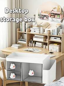 صندوق تخزين مكتبي وتخطيطي قطعة واحدة، منظم على شكل درج لمكتب، إكسسوارات الشعر، حامل أقلام، أدراج شفافة للرؤية والوصول السهل، تصميم مقسم