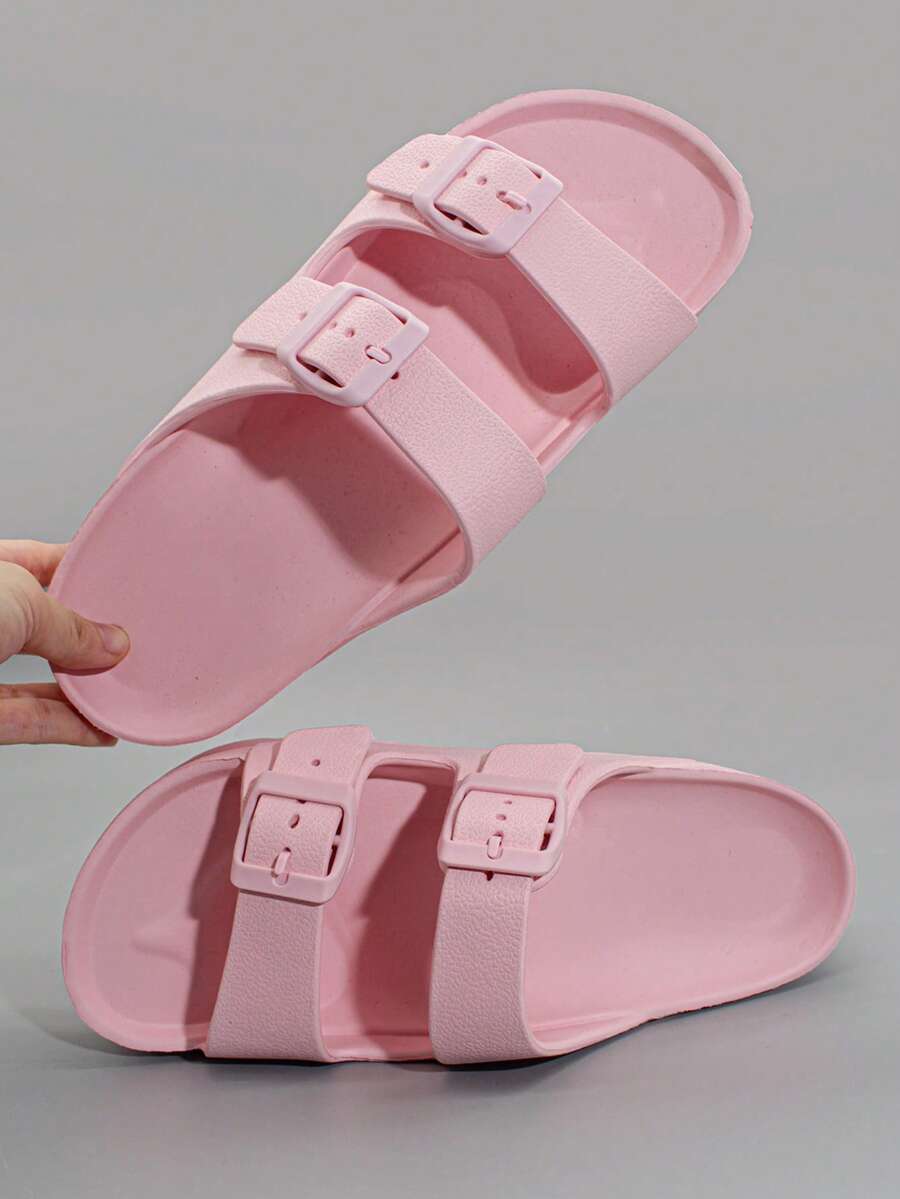 Nuevas sandalias de moda para mujer con suela gruesa y elevada de EVA, antideslizante, estable, suave, cómoda y ligera. Doble hebilla ajustable, de alta calidad para playa y caminar con absorción de impactos - Rosa - Ver 1