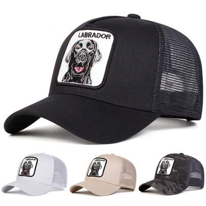 1 pieza Gorra de camionero de Labrador para hombre, gorra de béisbol personalizada con bordado de letras, gorra de malla casual de uso urbano para primavera, otoño, viajes y vacaciones en la playa