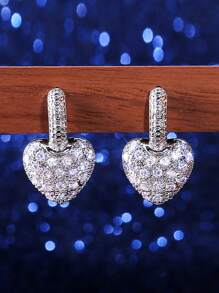 1 Pair Elegant Cubic Zirconia Drop Earrings For Women For Wedding Engagement Anniversary Jewelry Valentine's Day Gift