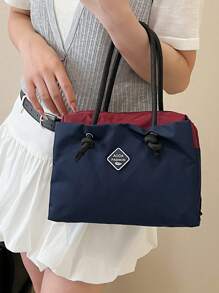 Geantă de mână nouă cu mai multe straturi, cu litere simple, cu semnătură dopamină, pentru celebrități de pe internet, geantă pentru mămici, geantă pentru naveta de serviciu, geantă de mână pentru femei, geantă cu bebeluș, geantă la modă pentru mămici în culoare solidă, geantă de mână compactă mini pătrată portabilă