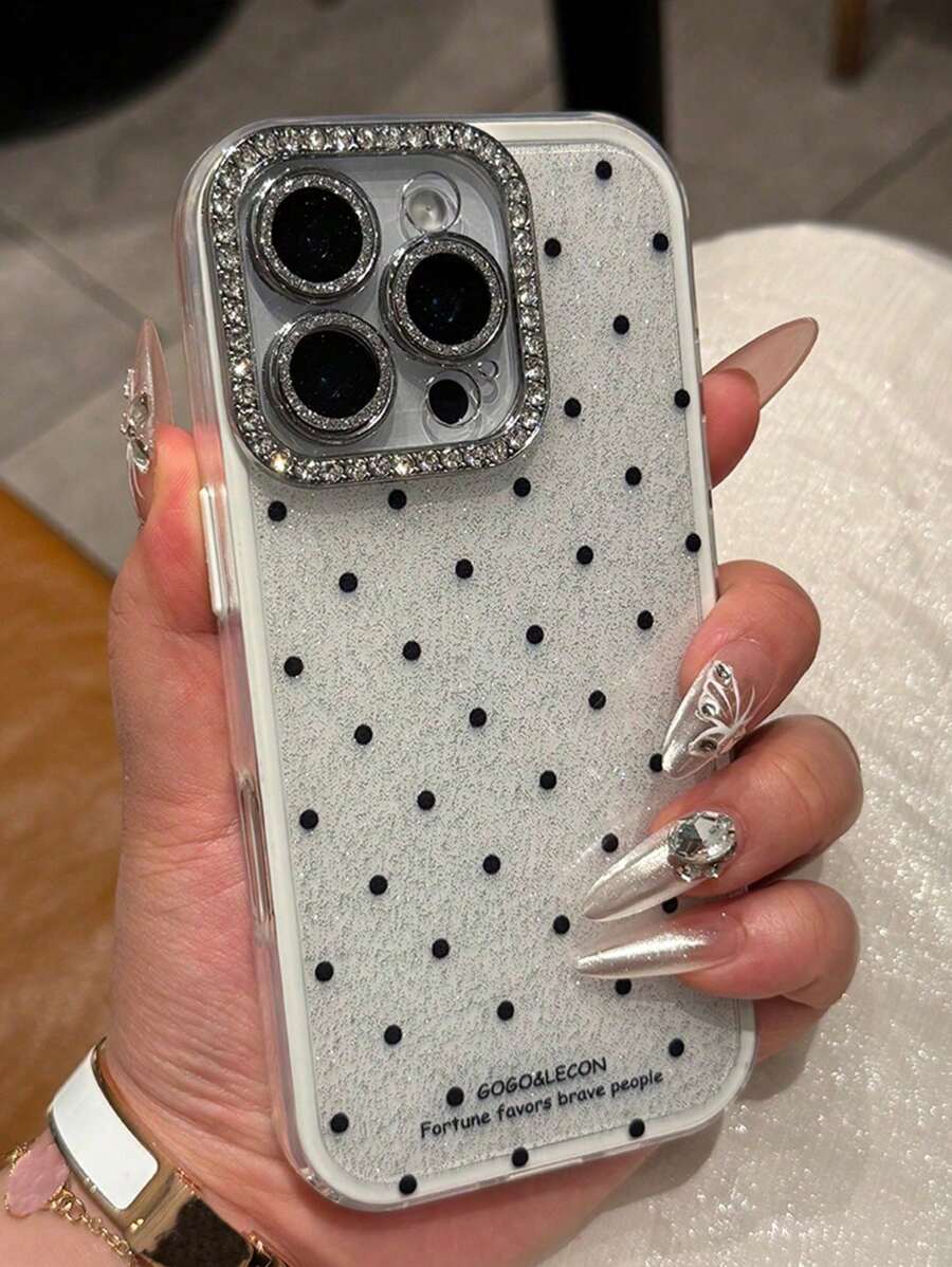 Glitter Polka Dot Sequins Phone Case Compatible With IPhone 16 15 14 13 12 11 Pro Max 16 15 14 Plus 16Promax 15Promax Lovely Solid Color Summer Candy Color Back Cover