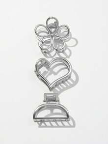 3 件合金心形和花形发夹，适合作为送给家人、老师和母亲的礼物，花爪情人节情人发夹发夹发夹发夹发夹秋冬发饰适合女士度假装扮