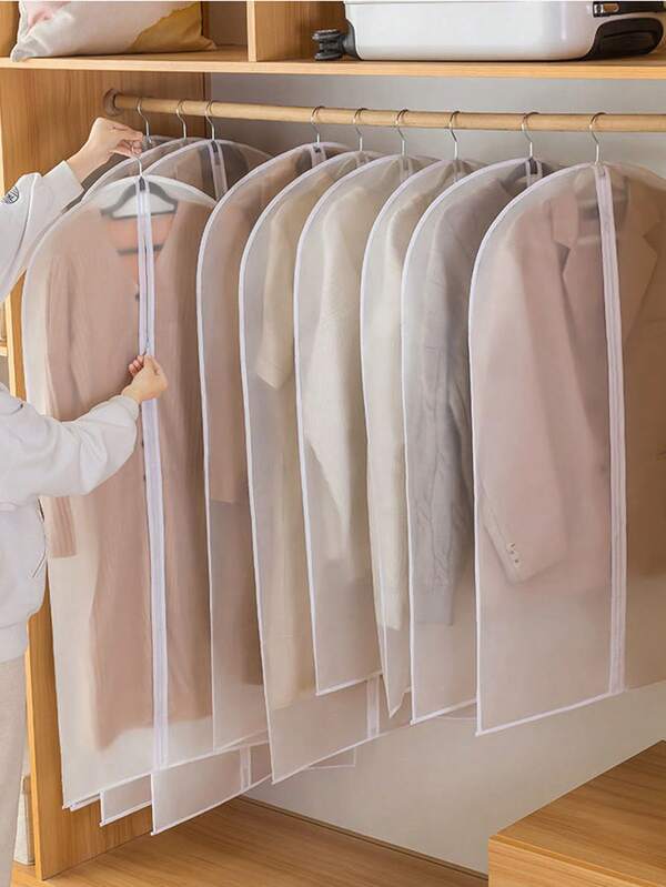 1/5pcs(4 Sizes Available) Foldable Zippered Garment Bag, Suit Cover, Dust-Proof And Waterproof Storage Bag For Coats, Jackets, Bedroom, Bathroom, College Dorm