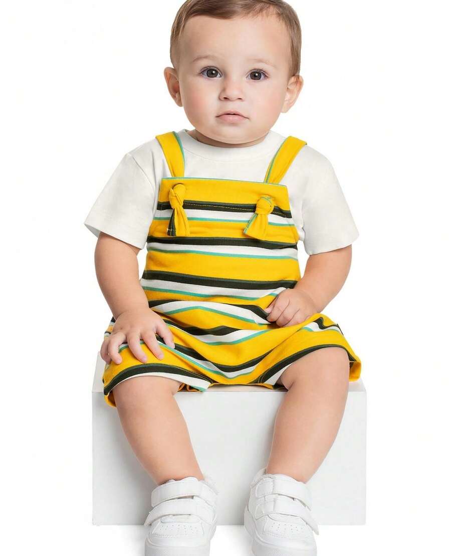 Set With Blouse And Overalls For Baby Boy Bee Loop