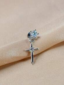 1PC Stainless Steel Cross Star Ear Tragus Screw Earring Stud Crystal CZ Cartilage Dangle Earrings Helix Piercing Daith Jewelry Rook Flat Studs