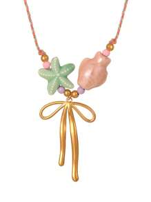 1PC Simple And Fashionable Ocean Style Copper Shell Resin Sea Fish Star Shell Freshwater Pearl Thin Hand Rope Female Beach Vacation Seaside Travel Party Summer Daily Dating Wear, Summer Versatile Models Hand Rope Jewelry Gift For Sisters Mother Girlfriends