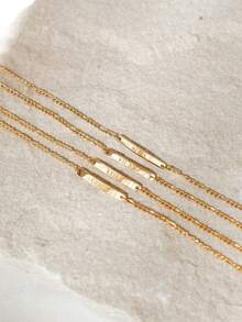 1pc Minimalist Nameplate Can Be Customized With Stainless Steel Bracelet, Small Combination Chain, 18k Gold Plated Stainless Steel Necklace, Including Exquisite High-End Gift Box, Can Be Used As Daily Gift, Holiday Gift