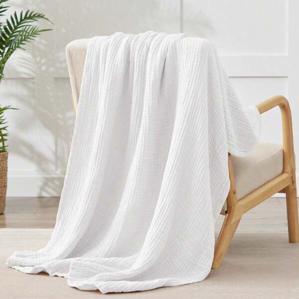Gauze Blanket, Single, 6-Ply Weave, 100% Natural Cotton, Moisture Absorbing, Breathable, Cotton, Nap Blanket, Skin Blanket, Soft, Good Sleep In Summer, Gentle On The Skin, Comfortable All Year Round, Machine Washable, Antibacterial, Deodorizing, Dust Mite Resistant, Washable, Lightweight, Reversible, Great For Cooling, Perfect Gift Choice