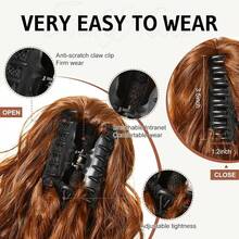 Ponytail Extension, 18 Inch Claw Clip Ponytail Extension, Wavy Curly Claw Clip In Ponytail Hair Extensions, Natural Fake Ponytail Synthetic Hairpiece For Women (Natural Black) - Copper Red - View 3
