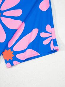 Acelitt Mono holgado de camisa con estampado de flores azul de verano, cuello camisa y botones frontales