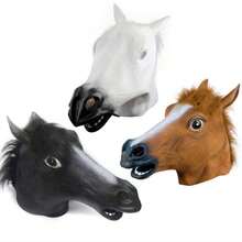 1pc Horse Head Mask Cosplay Masquerade Party Funny Funny Horse Head Cover Halloween Party Dress Dog Horse King Animal Head Cover Cosplay Unicorn Mask Glue Black Horse Spoof Props Various Party Accessories Mask (This Headget Is Made Of Rubber. It Is A Normal Phenomenon That The Printing And Dyeing Color Is Uneven.) - Brown - View 3