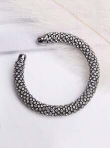 1pc Rhinestone Activated Bracelet, Luxury Sparkling Zirconia Wedding Bridal Bangle For Women