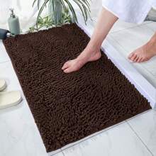 1pc Simple Solid Color Soft Chenille Non-Slip Bathroom Mat, Suitable For Bathroom, Toilet, Bedroom, Kitchen & Other Home Decoration