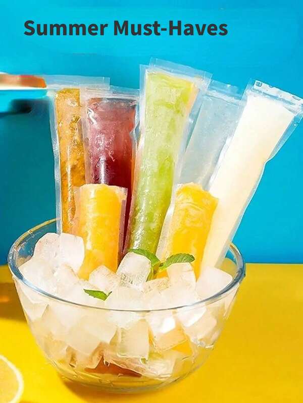 100pcs Beverage Bag, Disposable Juice Bag, Cool Summer Essential, Large Capacity DIY Waterproof Popsicle Bag, Suitable For Family Festivals, Parties, Celebrations And Other Occasions