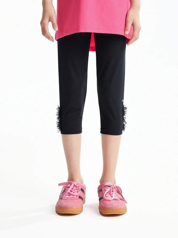 Annil Abbigliamento per bambini, leggings maglia per bambine di taglia media e grande, pantaloni estivi