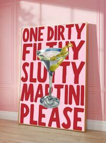 1 Stück Moderner Spicy Marg Muster, Spicy Margarita Muster, Cocktail Muster, Rezept Muster, Bar Wagen Muster, Bar Wagen Dekoration Küche Wandkunst Ästhetische Drucke, Retro Martini Kunst, Design Sinn Zitate Schriftart Kunst Ölgemälde Poster, Bar Raum Dekoration, Schlafzimmer Dekoration, Wohnzimmer Dekoration, Büro Dekoration