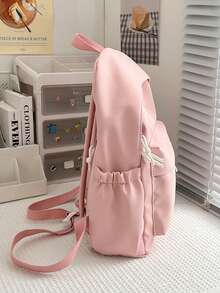 1pc New Versatile High-Quality Plain Color Student Backpack, Lightweight Large Capacity Outdoor Daypack Without Pendant - A - View 5