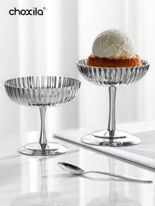 choxila 1个甜点杯、冰淇淋杯、甜点碗、酸奶零食糖果杯、沙拉水果布丁碗、不锈钢托盘、盘子、烛台，适用于派对/节日/庆典/家庭聚会/婚礼/斋月