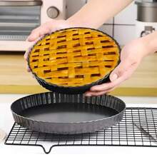1/2 Pieces Non-Stick Pie Pan, Tartlet Pan With Removable Bottom, 9-Inch Cake Mold Pizza Cake Dessert Baking Mold, Easy Release Circular Chrysanthemum Pie Pan, Reusable Carbon Steel Mille-Feuille Pan, Oven Baking Durable Kitchen Tool