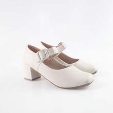 Women's Casual Shoes With Heels, Basic Colors, Timeless, Closed-Toe Sandal - Màu be - Xem 2