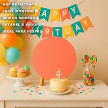 Round MDF Party Panel 50x50cm For Children's Party Birthday Decorative Scene 1 Unit - 咖啡棕 - 查看 5