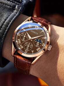 1pc Men's Business Quartz Wrist Watch, Luxury Top Brand Sports Watch, PU Leather Band, Elegant & Comfortable Casual Watch - Men's Watches - View 10