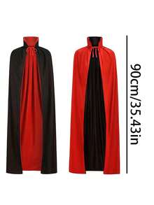 1pc Cape Black Red Double-Sided Wizard Death Cape Halloween Show Costume Black Cape - Black and Red - View 12