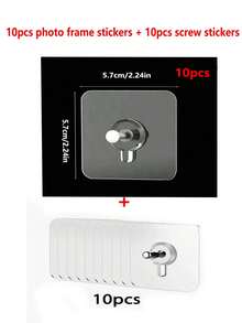 2 件/4 件/12 件/20 件相框悬挂工具,免钉壁挂画钉,相册相框挂钩 - 無色 - 查看 24