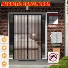 1 pièce Porte moustiquaire magnétique avec fonction de fermeture automatique - Installation facile sans perçage, design rayé élégant, convient pour les portes extérieures et de balcon, comprend plusieurs composants, lavable en machine