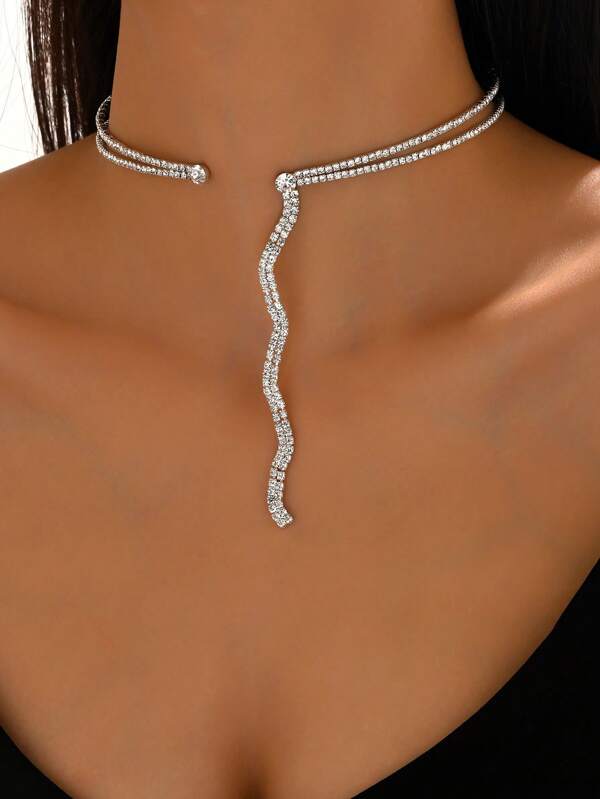 1 pieza Collar de borla con doble capa de rhinestones en estilo de moda coreano, versátil para uso diario