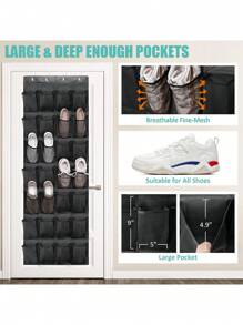 1 Stück stabiler Oxford Schuh Organizer zum Aufhängen an der Kleiderschranktür, mit 6/12/14/24/28/35 Taschen, große Taschen Hängeaufbewahrung für Schuhe, Mesh Rückseite für Tür, Schuhaufbewahrung, Oxford über die Tür Schuhorganizer, zum Aufhängen, platzsparend, schwarz