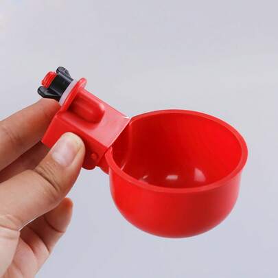 5/1pc Automatic Poultry Drinker Bowl, Red Plastic Chicken Waterer Kit - Duck, Goose, Turkey, Rabbit Watering System, Automatic Water Refilling Drinker Without Electricity, Suitable For Farm Animals
