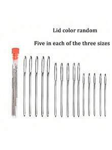 16入組15根大眼針和1個收納盒,不銹鋼縫紉針適用於室內裝飾、皮革、地毯、帆布維修