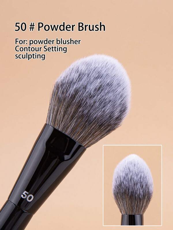 1 pieza Brocha #50 para polvos contorneadores, polvos sueltos y bronceador facial, con pelo sintético con forma de corazón