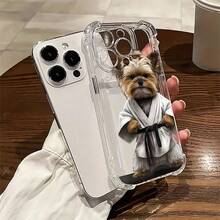 Karate Dog Mobile Phone Case, Designed With Black Belt And Karate Gi, Suitable For IPhone 16, 15, 14, 13, 12 And 11 Pro Models, Made Of TPU Material, And Provides Shockproof Protection. Perfect For Family, Friends, Children, Birthdays, Spring, Holidays, Boyfriends, Girlfriends, And Valentine's Day Gifts - Clear - View 1