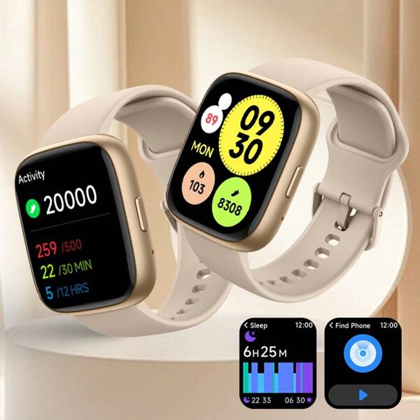 Smartwatch unisex IDW26, pantalla HD de 1.83 pulgadas, pantalla táctil totalmente laminada, smartwatch deportivo con soporte multilingüe, función de carga inalámbrica, reproductor de música, función de teléfono, notificaciones de mensajes, compatible con Android e iOS, para escuela, deporte, fiesta para mujeres y hombres