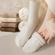 8pcs/4 Pairs Women's Warm Thick Thermal Terry Crew Socks For Winter