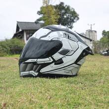 Orz 169B-Motorcycle Helmet, Men's And Women's Flip Face Helmet, Dual Mirror Motorcycle Helmet, Four Season Color Tail Wing