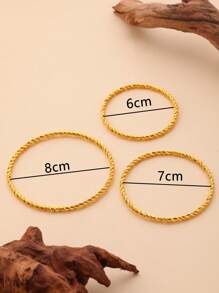 4 piezas de pulseras bangle de cuerda retorcida chapadas en oro de 18K, adecuadas para el uso diario y festividades de las mujeres