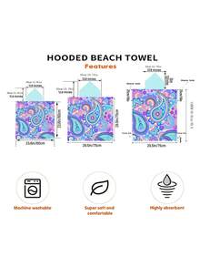 1pc Mandala Print Hooded Robe - Super Soft Microfiber Mandala Pattern, Suitable As Gift For Boys, Girls, Couples - For Beach And Home Decor, Couples Cape | Microfiber Bathrobe Back To School - Multicolor - View 4