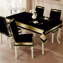 Set de 1/4/5/6/7 fundas de silla con estilo europeo y americano moderno impresas, adecuadas para decoración diaria en interiores del hogar, restaurantes y hoteles. Manteles adecuados para mesas cuadradas, fundas de silla elásticas que se pueden lavar.