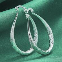 Exquisites 1 Paar 925 Sterling Silber Personalisierte Retro-Textur U-förmige Creolen für Frauen Mode Charm Schmuck Party Boho Geschenk Paar