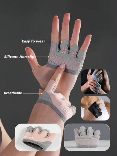 VBOSI 1 par de guantes ligeros de gimnasio unisex de 4 dedos - agarre mejorado para entrenamientos y entrenamiento de fuerza