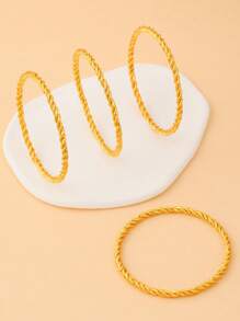 4 piezas de pulseras bangle de cuerda retorcida chapadas en oro de 18K, adecuadas para el uso diario y festividades de las mujeres