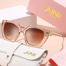 1 件 AINII 优雅猫眼字母 B 设计女士时尚眼镜，经典时尚户外，无礼盒，纯色，优雅休闲 PC（聚碳酸酯）适合所有季节 - 彩色 - 查看 6