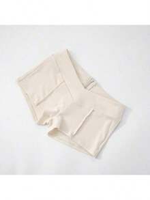 Women's Spring And Summer Zipper Lapel Sleeveless Line Exposed Navel High Waist Close-Fitting Shorts Set - Apricot - View 5